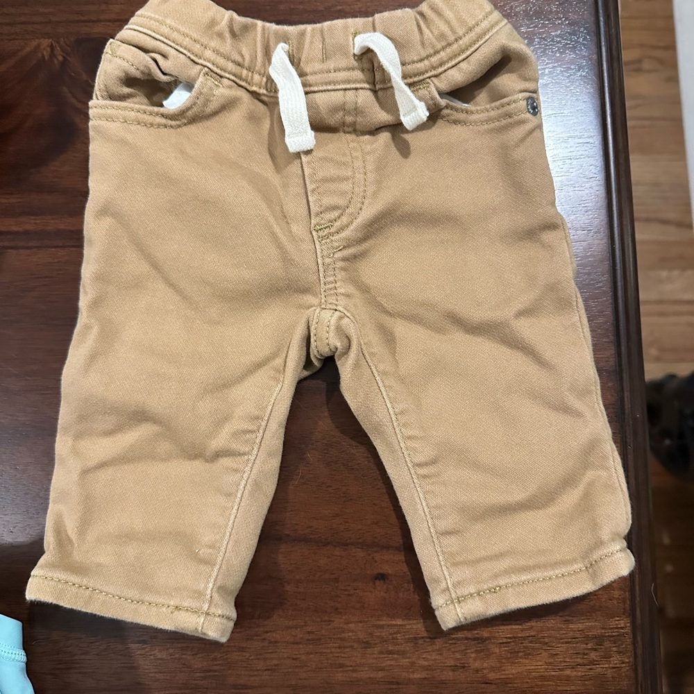 Baby Khaki Pants with White Drawstring
